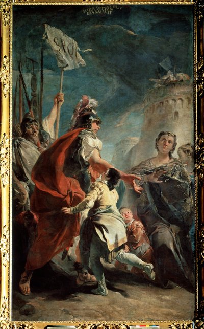 Coriolanus (Caius Marcius Coriolanus) Roma kapılarından önce (Coriolanus Roma kapılarından önce). Giambattista Tiepolo
