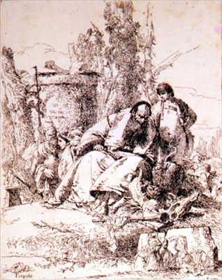 Kafataslarını İnceleyen Büyücü (gravür) by Giovanni Battista Tiepolo