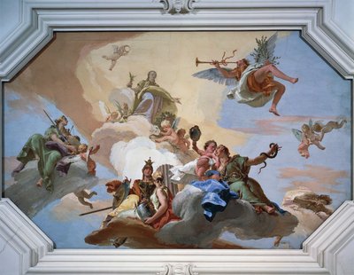 Zaferin Zaferi, Kardinal Erdemler arasında yer alan Fame tarafından açıklandı by Giovanni Battista Tiepolo