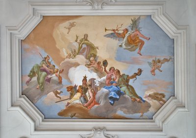 Zaferin Zaferi, Kardinal Erdemler arasında yer alan Fame tarafından açıklandı by Giovanni Battista Tiepolo