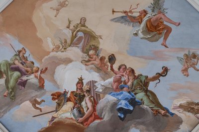 Zaferin Zaferi, Kardinal Erdemler arasında yer alan Fame tarafından açıklandı by Giovanni Battista Tiepolo