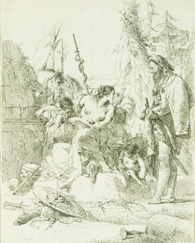 Capriccio Giambattista Tiepolo (1696-1770), gravür by Giovanni Battista Tiepolo
