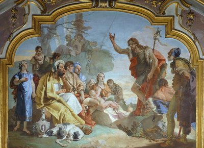İtalya, Bergamo, Colleoni Şapeli, St John Baptist kalabalığa vaaz veriyor by Giovanni Battista Tiepolo