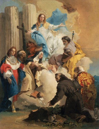 La Vierge avec altı aziz - Altı Azizli Bakire, Tiepolo, Giambattista (1696-1770). Tuval üzerine yağlı boya, c. 1750. Ebat : 72,8x56 cm. Szepmuveszeti Müzesi, Budapeşte by Giovanni Battista Tiepolo