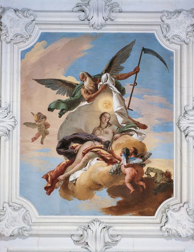 Zamanı avlamak ve Gerçeği keşfetmek, Giovanni Battista Tiepolo (1696-1770), fresk, Villa Loschi-Zileri, Biron, Monteviale, İtalya by Giovanni Battista Tiepolo