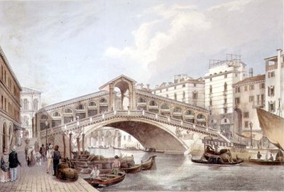 Ponte di Rialto, Venedik, Lefevre (lito) tarafından oyulmuş by Giovanni Battista (after) Cecchini