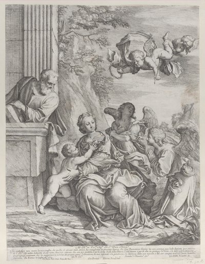 Sağda ve üstte meleklerle Kutsal Aile, 1652. by Giovanni Battista Beinaschi
