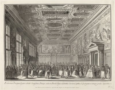 Sala del Collegio'da Yabancı Büyükelçiler Doge tarafından resepsiyon, 17631766. by Giovanni Battista Brostoloni