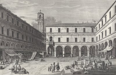 San Giacomo kilisesinin yakınındaki pazar meydanının görünümü, 1763., 1763. by Giovanni Battista Brostoloni
