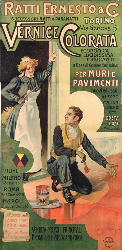 Ratti Ernesto and Co. Boya mağazaları için reklam afişi, İtalya by Giovanni Battista Carpanetto