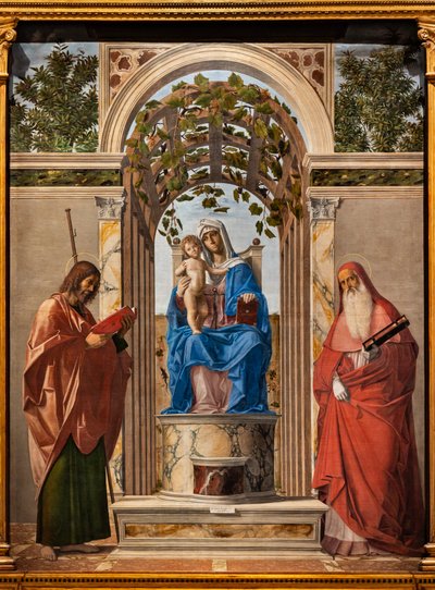 Azizler James ve Jerome arasında Bebek İsa ile enthroned Madonna, by Giovanni Battista Cima da Conegliano