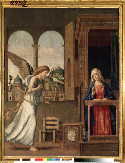 ""Duyuru"" (Müjde) Tablo Giovanni Battista Cima da Conegliano (1459-1517 dolaylarında) 1495 Dim. 136x107 cm Saint Petersburg, inziva yeri müzesi by Giovanni Battista Cima da Conegliano