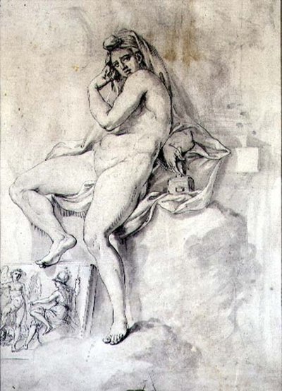 Heykelin Kadın Kişileştirmesi, c.1770 (kağıt üzerine kalem ve mürekkep) by Giovanni Battista Cipriani
