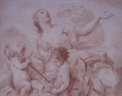 Bir Çapa tutan iki Kanatlı Aşk Tanrısı ile Umut Figürü (çizim) by Giovanni Battista Cipriani