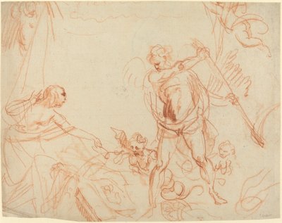 Chronos ve Harpies ile Mitolojik Kompozisyon [recto] by Giovanni Battista Cipriani