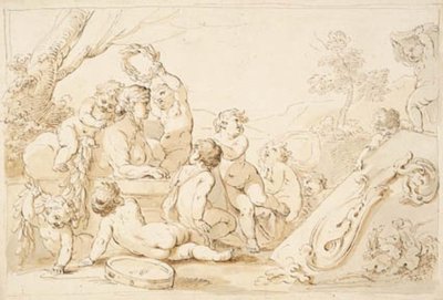 Bir sfenks çelengi putti oynamak by Giovanni Battista Cipriani