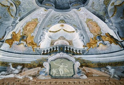 Balo salonunun tavanından Trompe loeil by Giovanni Battista Crosato