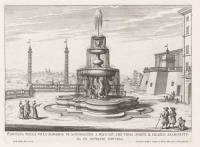 Fontein in de tuinen van de Villa Mondragone te Frascati Çeşmesi, Frascati'deki Borghese di Mondragone Villasında (...) (nesne üzerindeki başlık) Frascati villalarının çeşmeleri (seri başlığı) Fonteinen van Frascati (dizi başlığı) by Giovanni Battista Falda