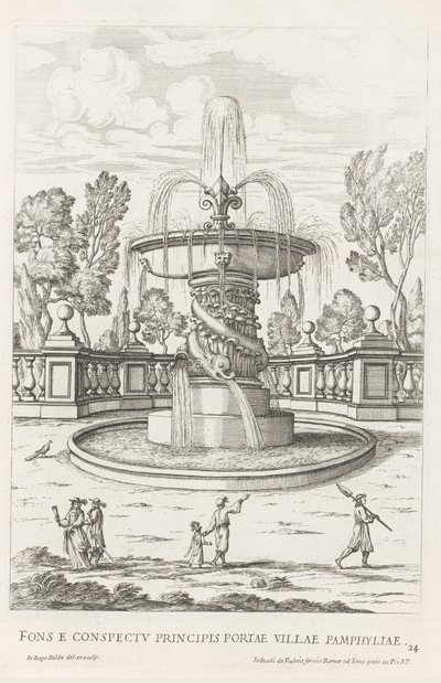 Fontein dolfijnen ile de tunen van Villa Doria Pamphilj te Roma