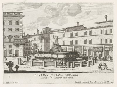 Fontein op Piazza Colonna te Piazza Colonna'daki Roma Çeşmesi (nesne üzerindeki başlık) Roma Çeşmeleri (dizi başlığı) Fonteinen van Rome (dizi başlığı) by Giovanni Battista Falda