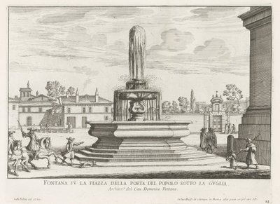 Fontein op Piazza del Popolo te Roma Kulenin altındaki Piazza della Porta del Popolo