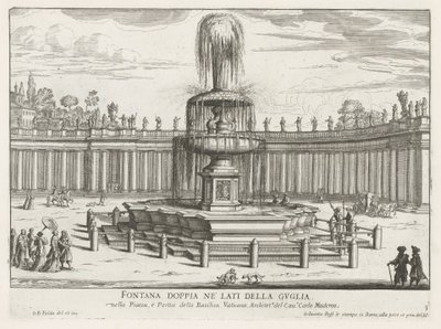 Vatikan'daki Aziz Petrus Meydanı'ndaki Çeşme Fontana doppia ne' lati della Guglia (nesne üzerindeki başlık) Fontane di Roma (dizi başlığı) Roma Çeşmeleri (dizi başlığı) by Giovanni Battista Falda