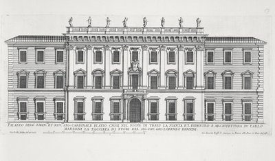 Matteo di Castello, Carlo Maderno (1556-1629) ve Giovanni Bernini (1598-1680) tarafından tasarlanan Palazzo Chigi, Roma cephesinin görünümü by Giovanni Battista Falda