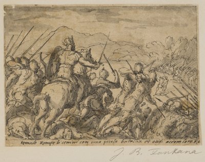 Acron, Romulus'a saldırıyor by Giovanni Battista Fontana