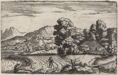 Ekinci Meseliyle Dağlık Manzara by Giovanni Battista Fontana