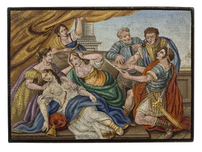 Güzel bir İtalyan mikromozaik plak by Giovanni Battista Luchini