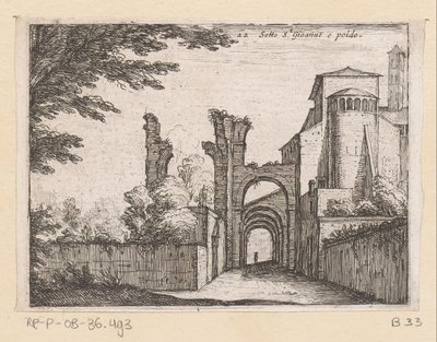 Clivus Scauri en de Santi Giovanni e Paolo S.t Gioanne ve poldo altında (nesnedeki başlık) Gezichten op Roma (dizi adı) Roma