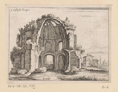 Bir manzara içinde Minerva Medica Tapınağı kalıntıları Listesso Tempio (nesne üzerindeki başlık) Roma