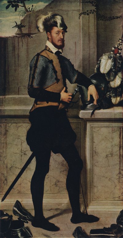 Jousting Miğferli Bir Şövalye, 1554-1558, 1936 by Giovanni Battista Moroni