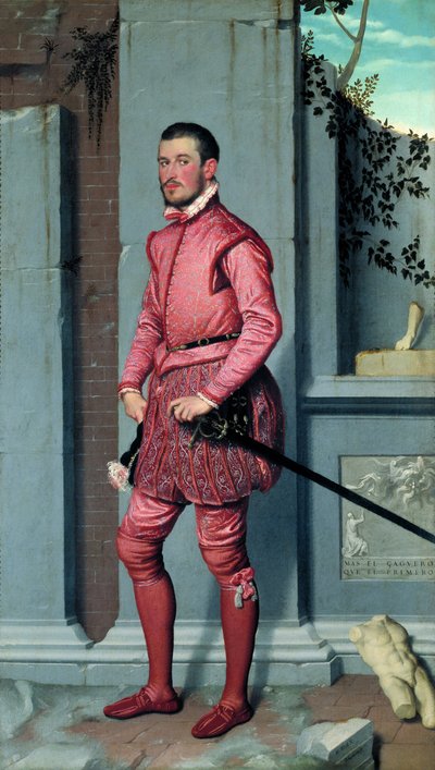 Gian Gerolamo Grumelli par Moroni, Giovan Battista (1520 / 25-1578). Tuval üzerine yağlı boya, ebat: 216x123, c. 1560, Palazzo Moroni, Bergamo by Giovanni Battista Moroni