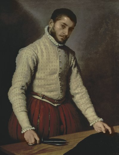 Bir Adamın Portresi (Terzi) c.1570 (tuval üzerine yağlı boya) by Giovanni Battista Moroni