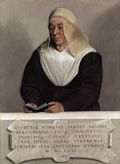 Abbess Lucrezia Vertova Agliardi, c.1557 (tuval üzerine yağlı boya) by Giovanni Battista Moroni