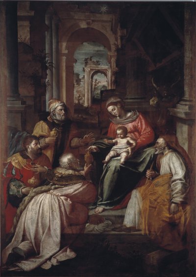 Giovanni Battista Perolli (16. yüzyıl) 1567 Genes, Museo Diocesano tarafından Magi Resminin Hayranlığı by Giovanni Battista Perolli