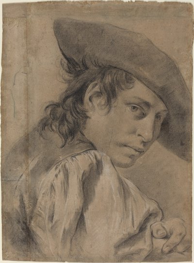 Geniş Şapkalı Genç Bir Adam by Giovanni Battista Piazzetta