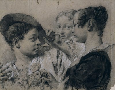 Genç Bir Kadının Genç Bir Adamdan Pembe Alması by Giovanni Battista Piazzetta