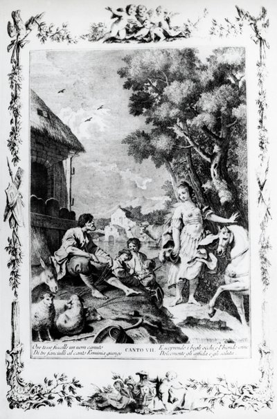 Erminia çoban tarafından karşılanıyor, kanto VII, Kudüs teslim edildi by Giovanni Battista Piazzetta