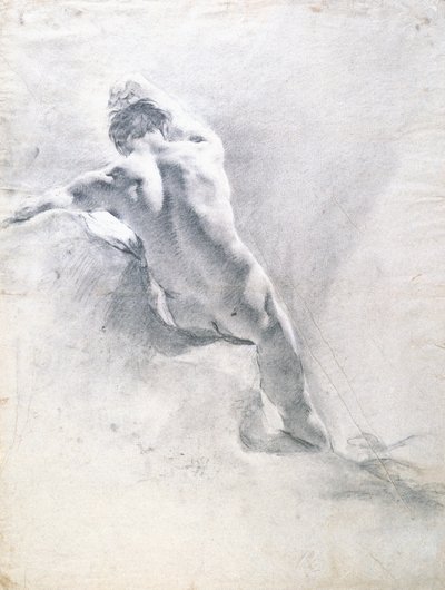 Çıplak bir erkek çalışması, c.1715 (kağıt üzerinde beyazla büyütülmüş siyah tebeşir) by Giovanni Battista Piazzetta