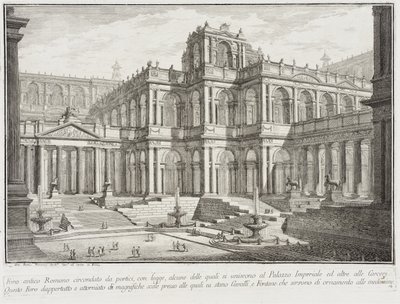 Portikolarla çevrili Antik Forum, c.1743 by Giovanni Battista Piranesi