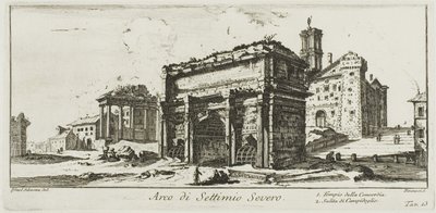 Septimius Severus Kemeri. 1. Concord Tapınağı. 2. Capitoline Tepesine Çıkış, Zafer Kemerleri ve Diğer Anıtların Bazı Görünümlerinden 13. levha by Giovanni Battista Piranesi