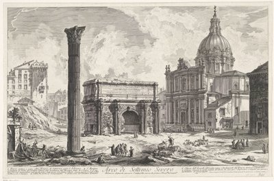 Boog van Septimius Severus op het Forum Romanum Septimius Sever Kemeri (...) (nesne üzerindeki başlık) Gezichten op Roma (dizi adı) Giambattista Piranesi mimarı Ve (nez) iano tarafından tasarlanan ve işlenen Roma manzaraları (seri başlığı) by Giovanni Battista Piranesi