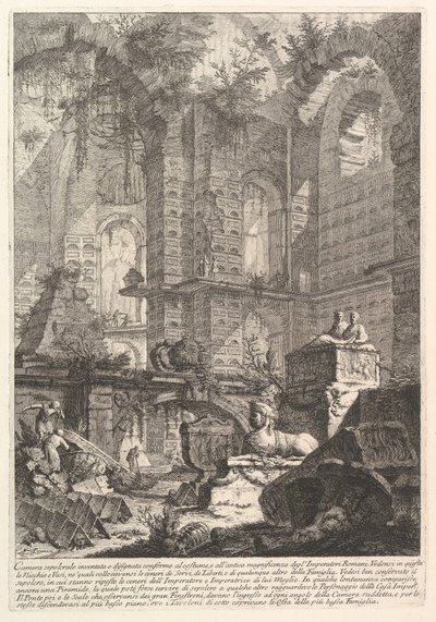 Mezar odası, geleneklere ve antik ihtişama göre icat edildi ve tasarlandı ..., yaklaşık. 1750. by Giovanni Battista Piranesi