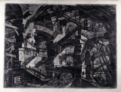 "İcat hapishaneleri" "Hayali bir hapishanenin iç görünümü. Giovanni Piranesi (Piranese olarak bilinir) (1720-1778) tarafından çizim. by Giovanni Battista Piranesi