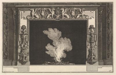 Bacalık: Söve üzerinde zavallı grifonlar ve pervazlarda şamdan Ch. eşlik..., ca. 1769. by Giovanni Battista Piranesi