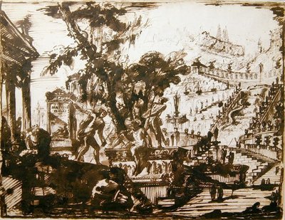 Fantastik Bahçeler (kağıt üzerine kalem ve mürekkep) by Giovanni Battista Piranesi