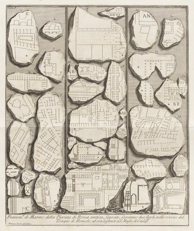 Antik Roma planından mermer parçaları by Giovanni-Battista Piranesi