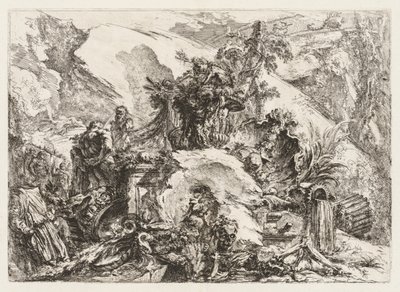 Groteschi: Ölümün Başı ve İskeleti ile Harabeler by Giovanni Battista Piranesi